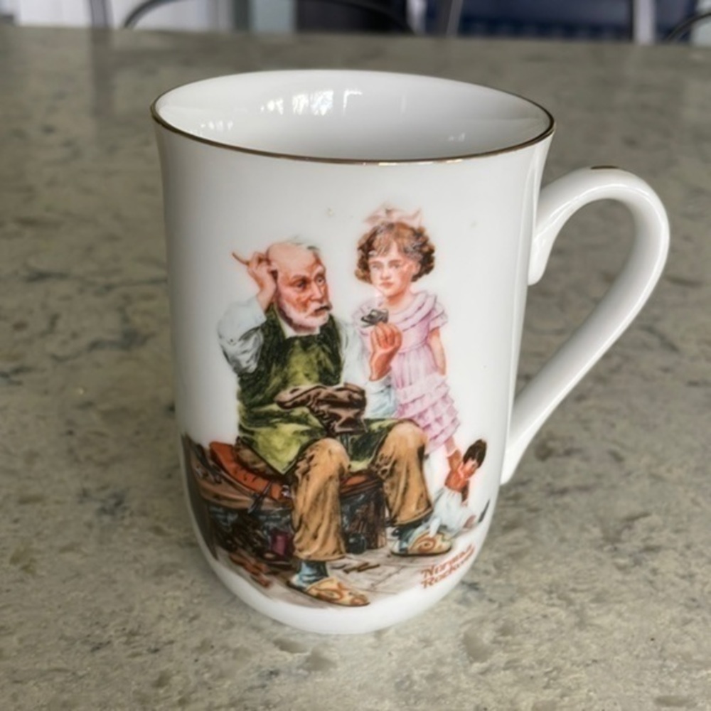 Norman Rockwell mug “The Cobbler" collectors mug